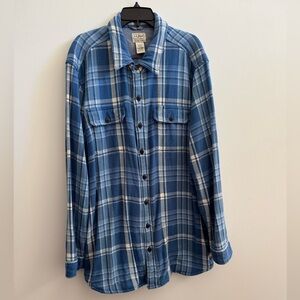 L.L. Bean Blue and White Plaid Shirt with 4 pockets. XLT